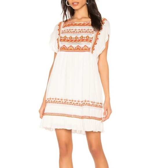 Free People Dresses & Skirts - Free People Mini Dress Embroidered Boho Sunrise Tunic XS